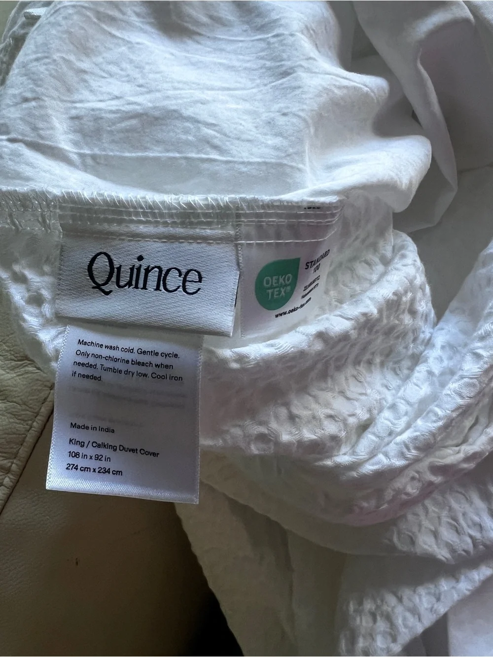Quince Organic Luxe Honeycomb Duvet Cover Set Full Queen white